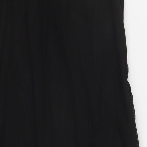 PRETTYLITTLETHING Womens Black Polyester Mini Size 10 Square Neck Pullover