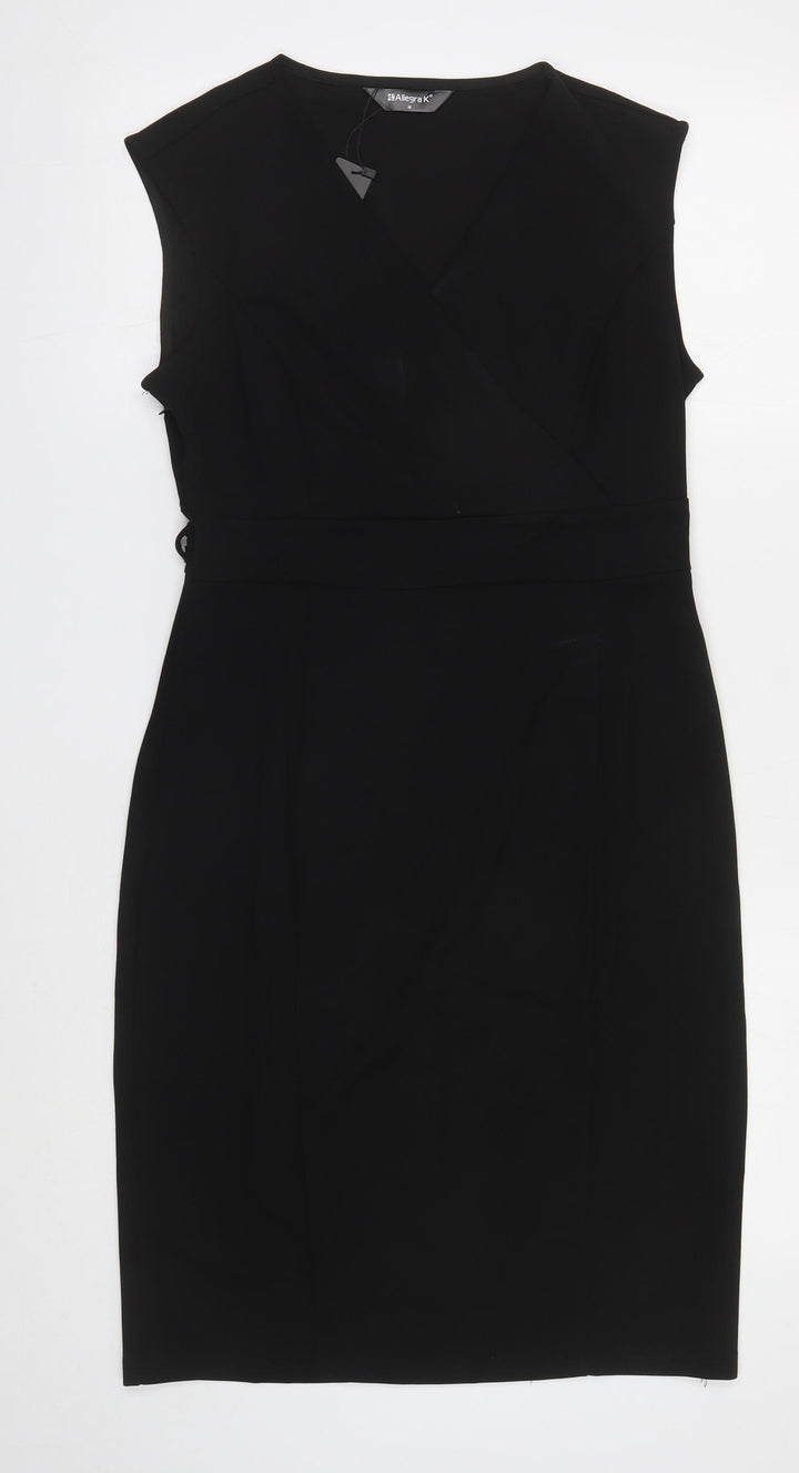 Allegra K Womens Black Polyester Shift Size M Sweetheart Zip