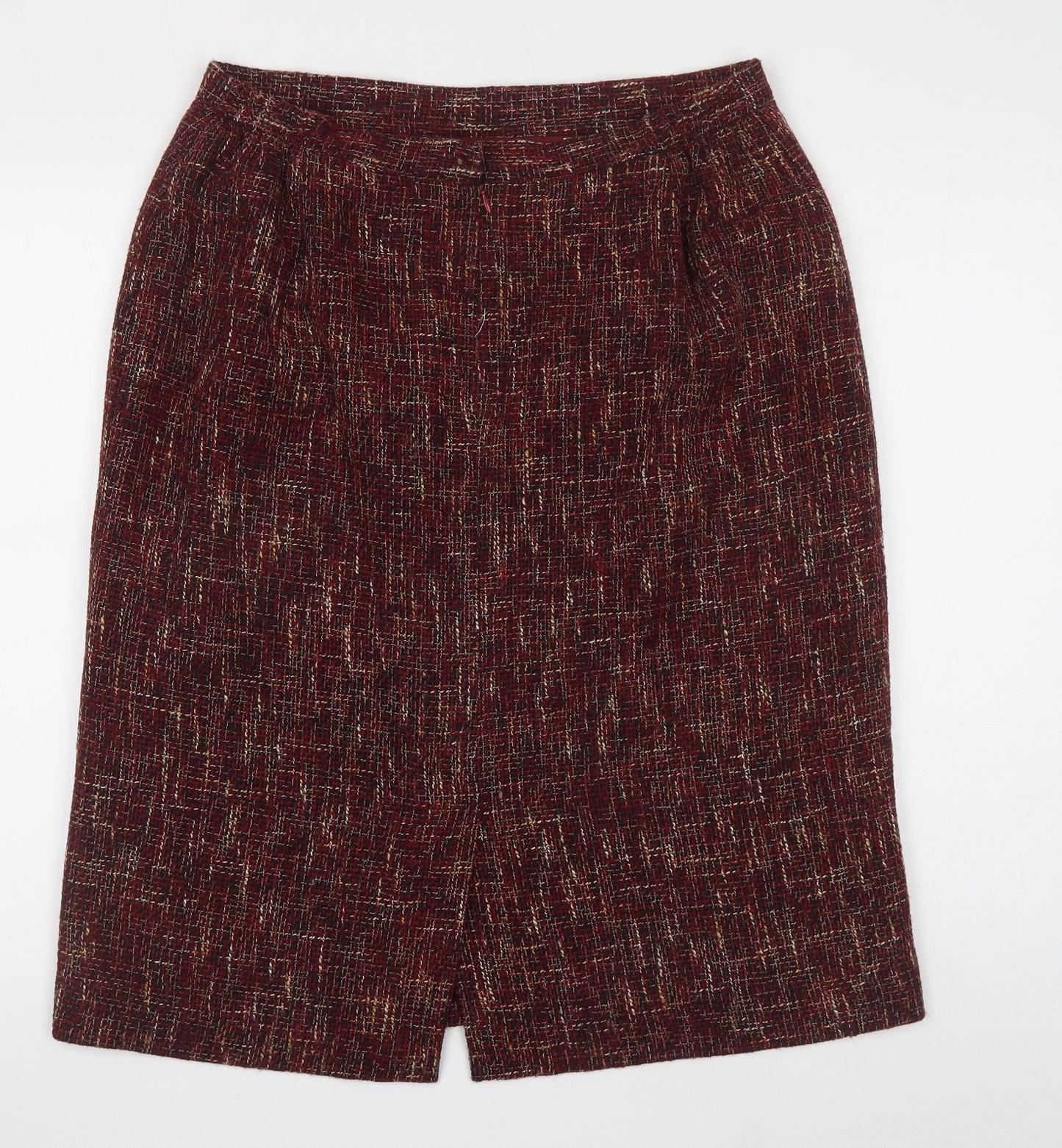 Eastex Womens Multicoloured Geometric Wool Straight & Pencil Skirt Size 16 Zip