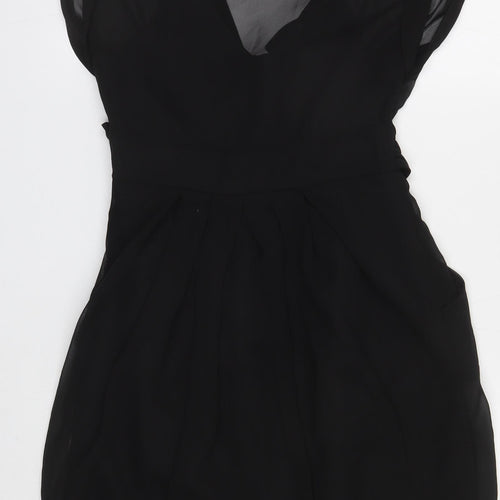 Atmosphere Womens Black Polyester A-Line Size 8 V-Neck Button