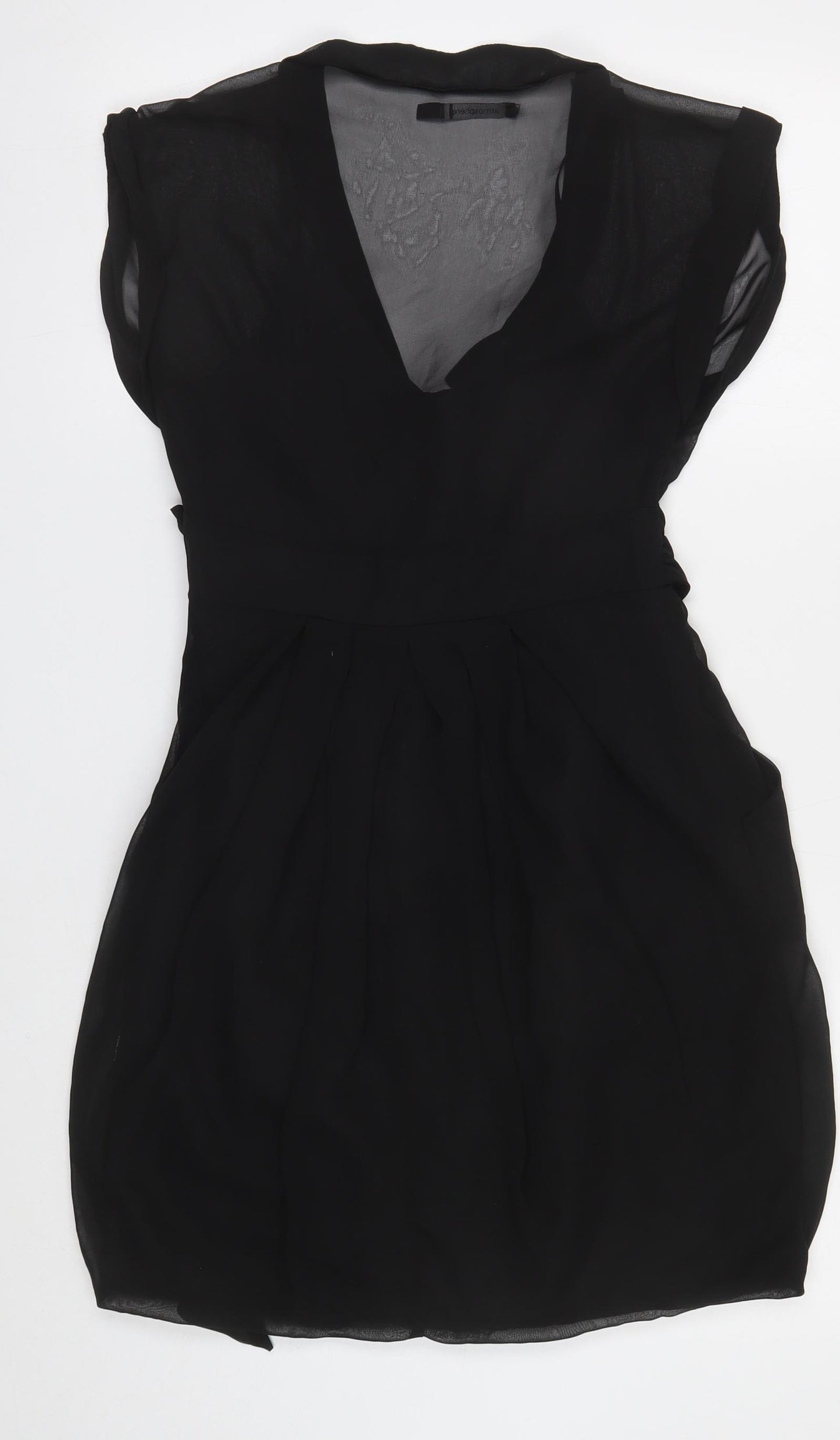 Atmosphere Womens Black Polyester A-Line Size 8 V-Neck Button