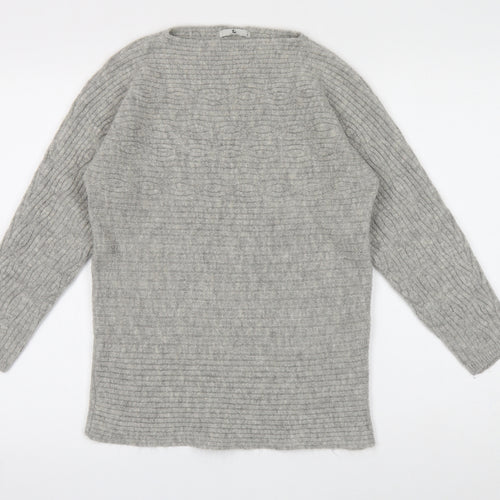 TU Womens Grey Round Neck Acrylic Pullover Jumper Size 12