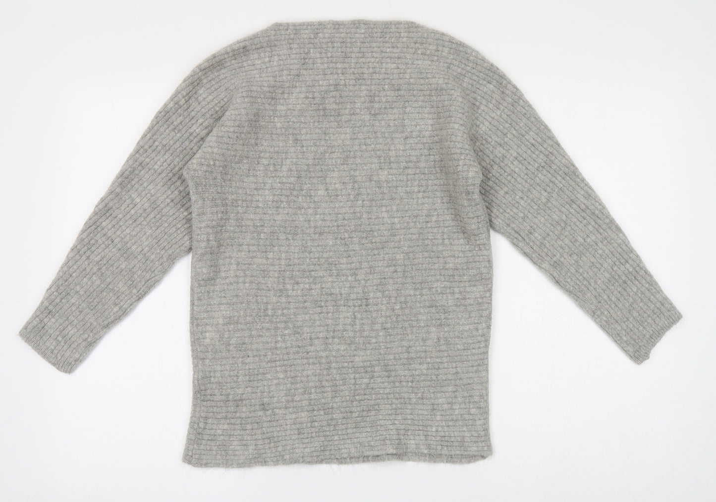TU Womens Grey Round Neck Acrylic Pullover Jumper Size 12
