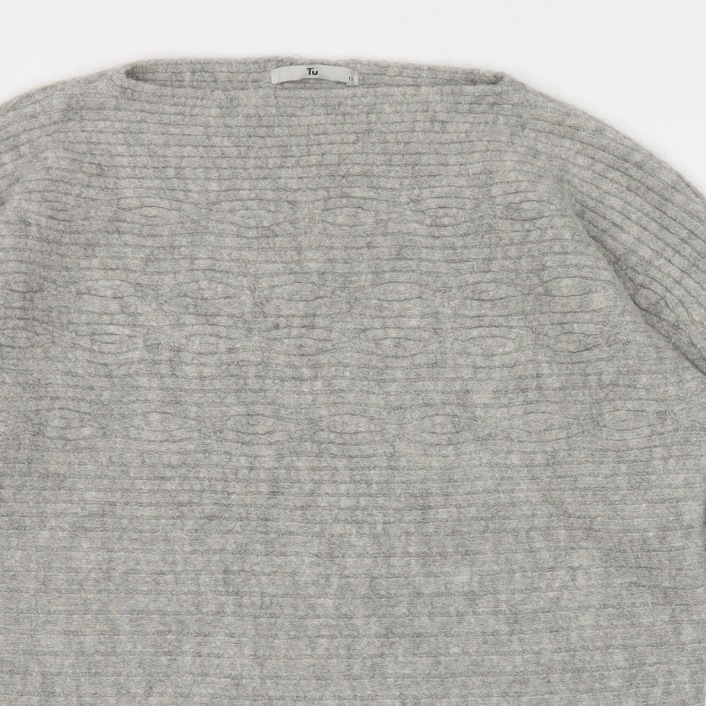 TU Womens Grey Round Neck Acrylic Pullover Jumper Size 12