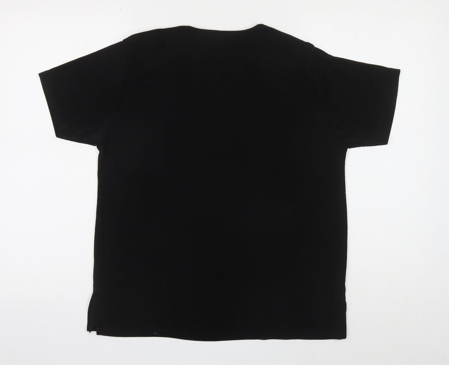 Shola Womens Black Polyester Basic T-Shirt Size S Round Neck