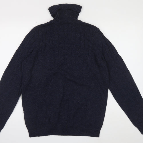 Marks and Spencer Mens Blue Roll Neck Polyamide Pullover Jumper Size M