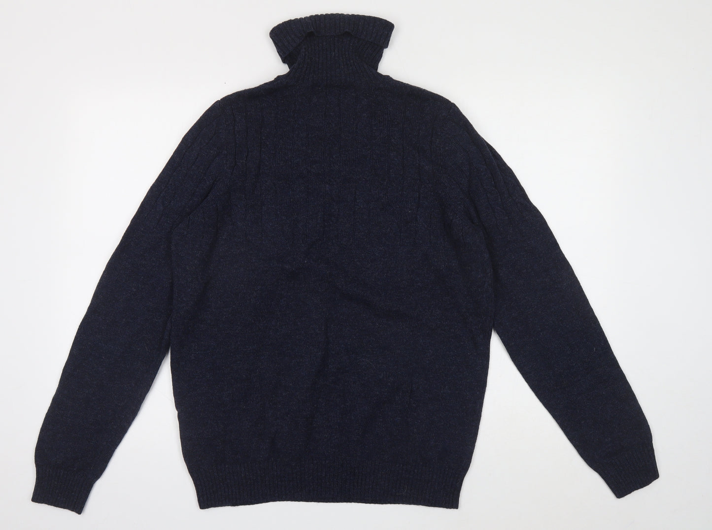 Marks and Spencer Mens Blue Roll Neck Polyamide Pullover Jumper Size M