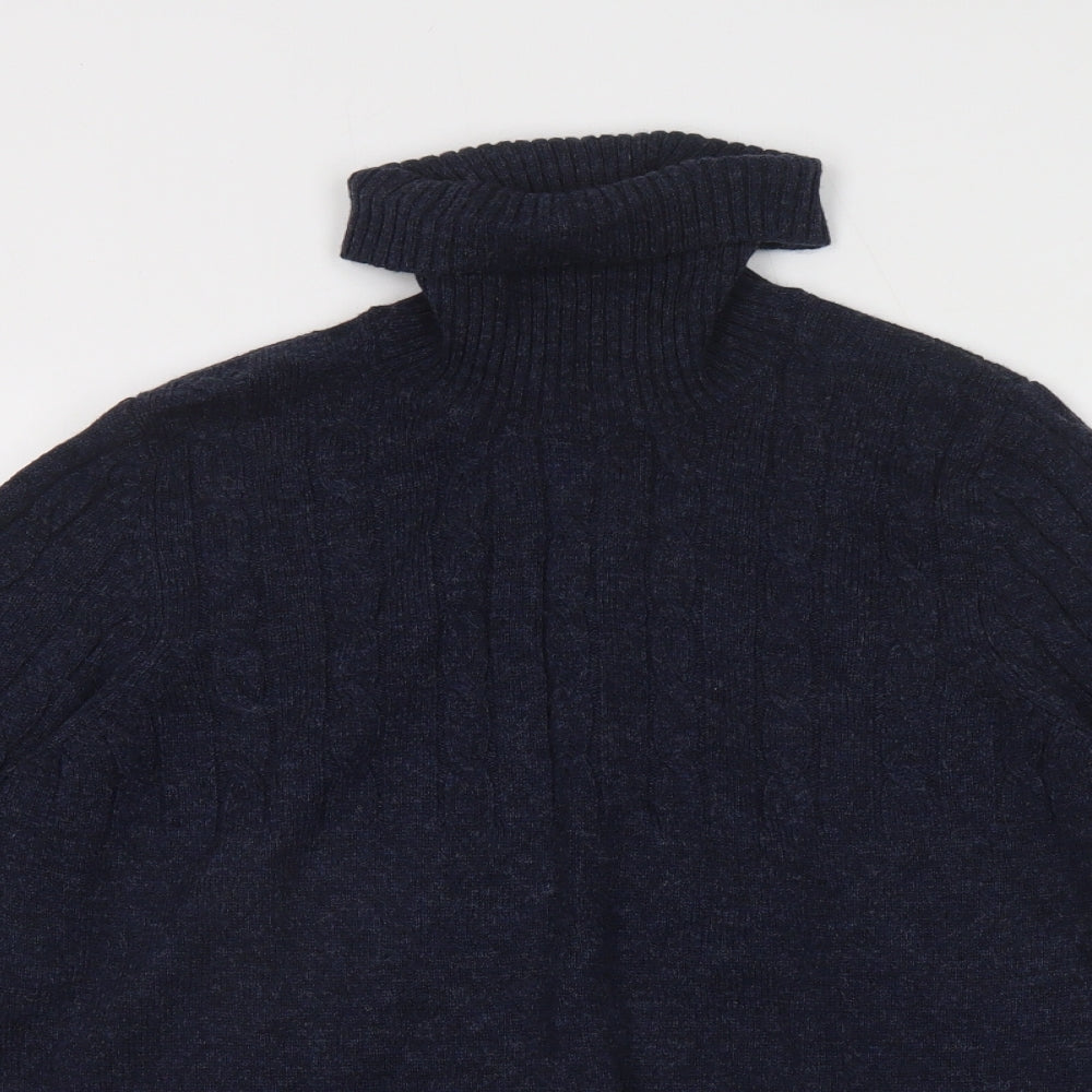 Marks and Spencer Mens Blue Roll Neck Polyamide Pullover Jumper Size M