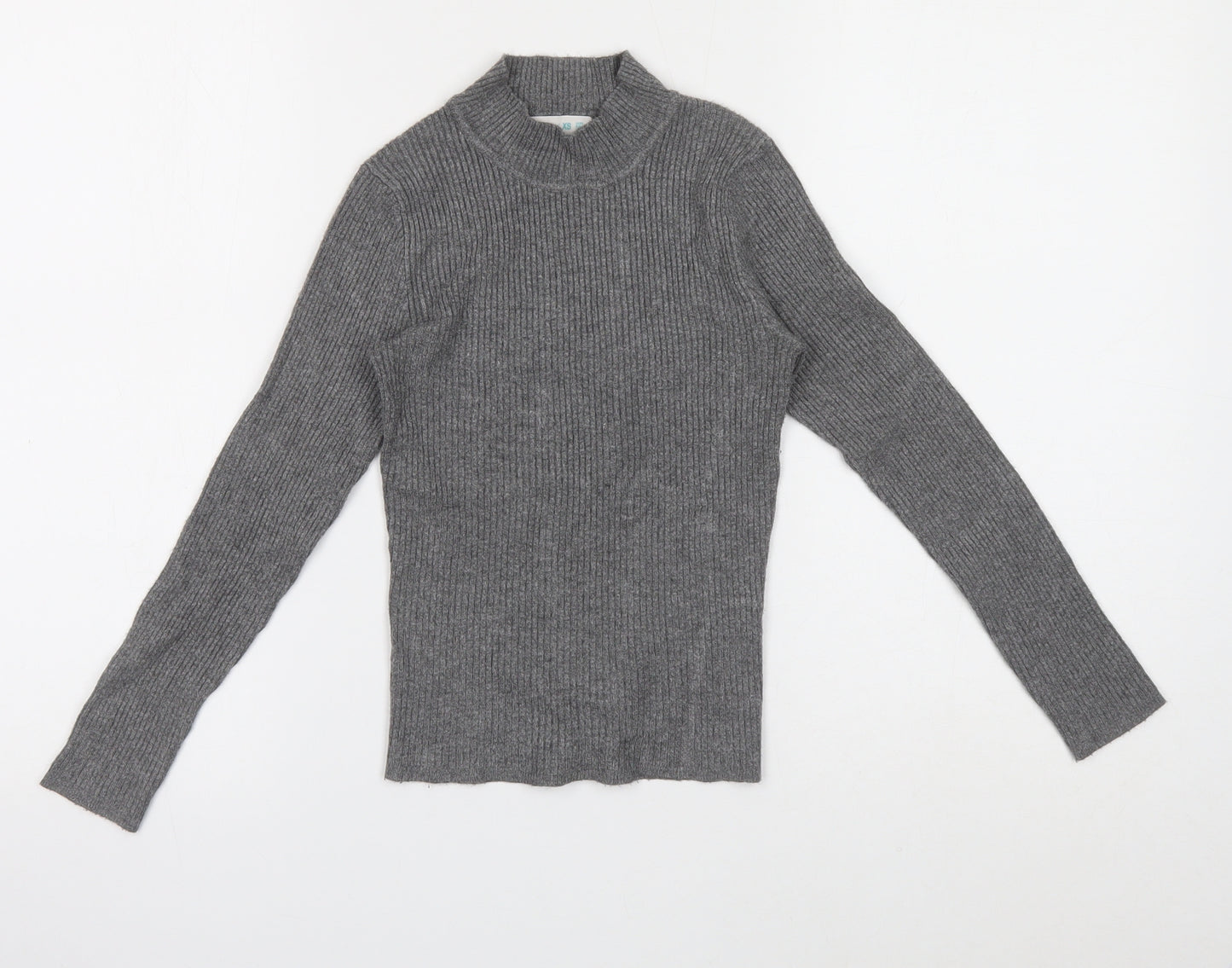 Primark Womens Grey Mock Neck Viscose Pullover Jumper Size XS