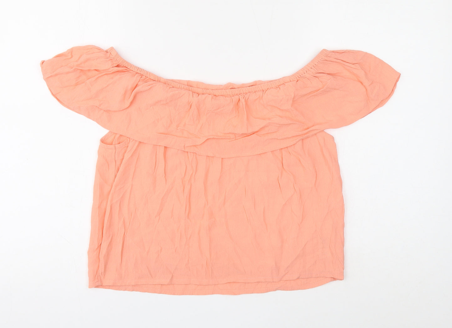 Miss Selfridge Womens Pink Viscose Cropped Blouse Size 10 Boat Neck