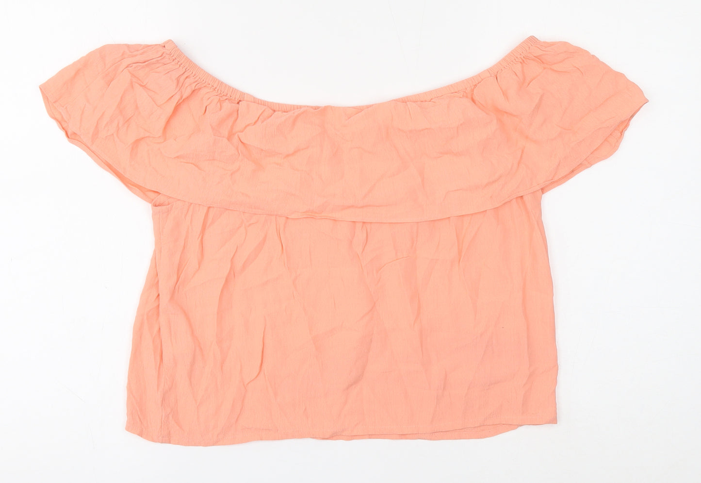 Miss Selfridge Womens Pink Viscose Cropped Blouse Size 10 Boat Neck
