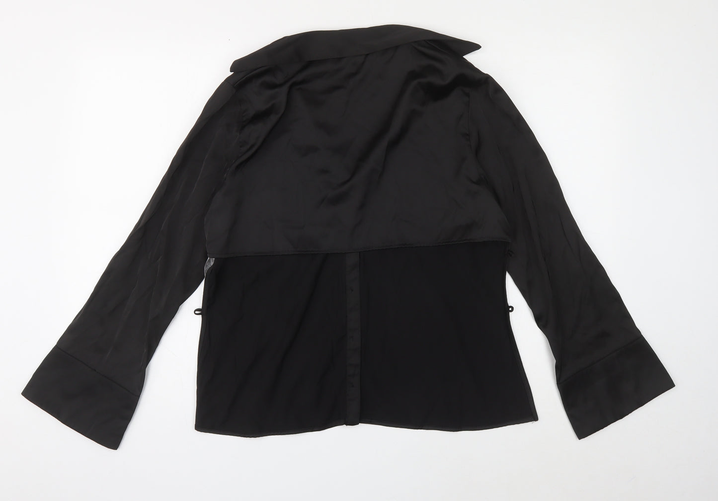 Zara Womens Black Polyester Basic Button-Up Size 16 Collared
