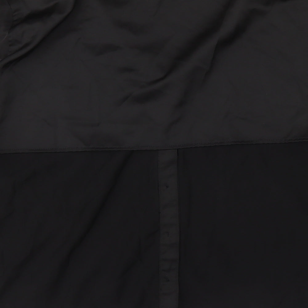 Zara Womens Black Polyester Basic Button-Up Size 16 Collared