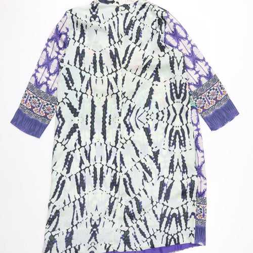 Khaadi Khaas Womens Multicoloured Geometric Polyester Kaftan Size 12 Mock Neck Zip