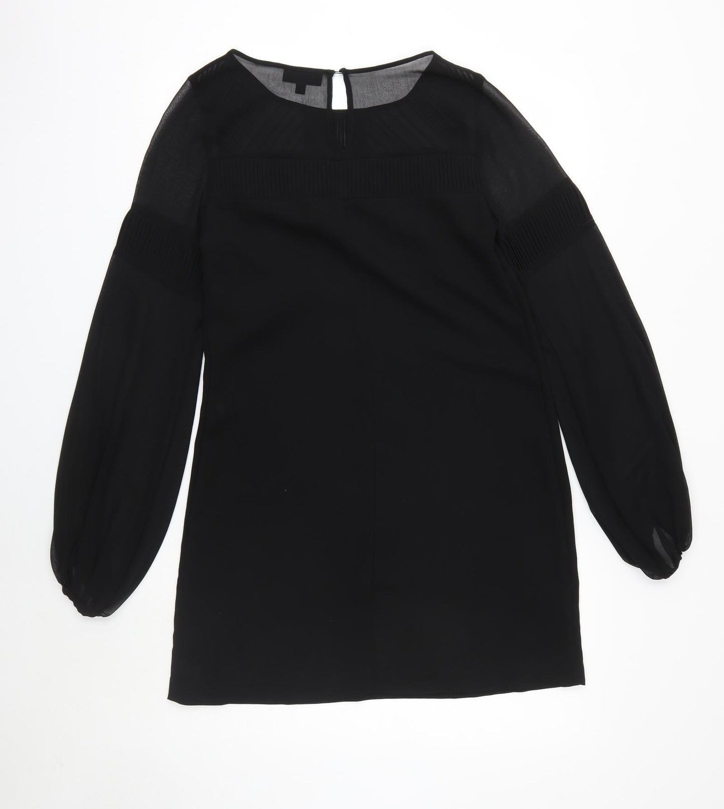 Warehouse Womens Black Polyester A-Line Size 10 Round Neck Button
