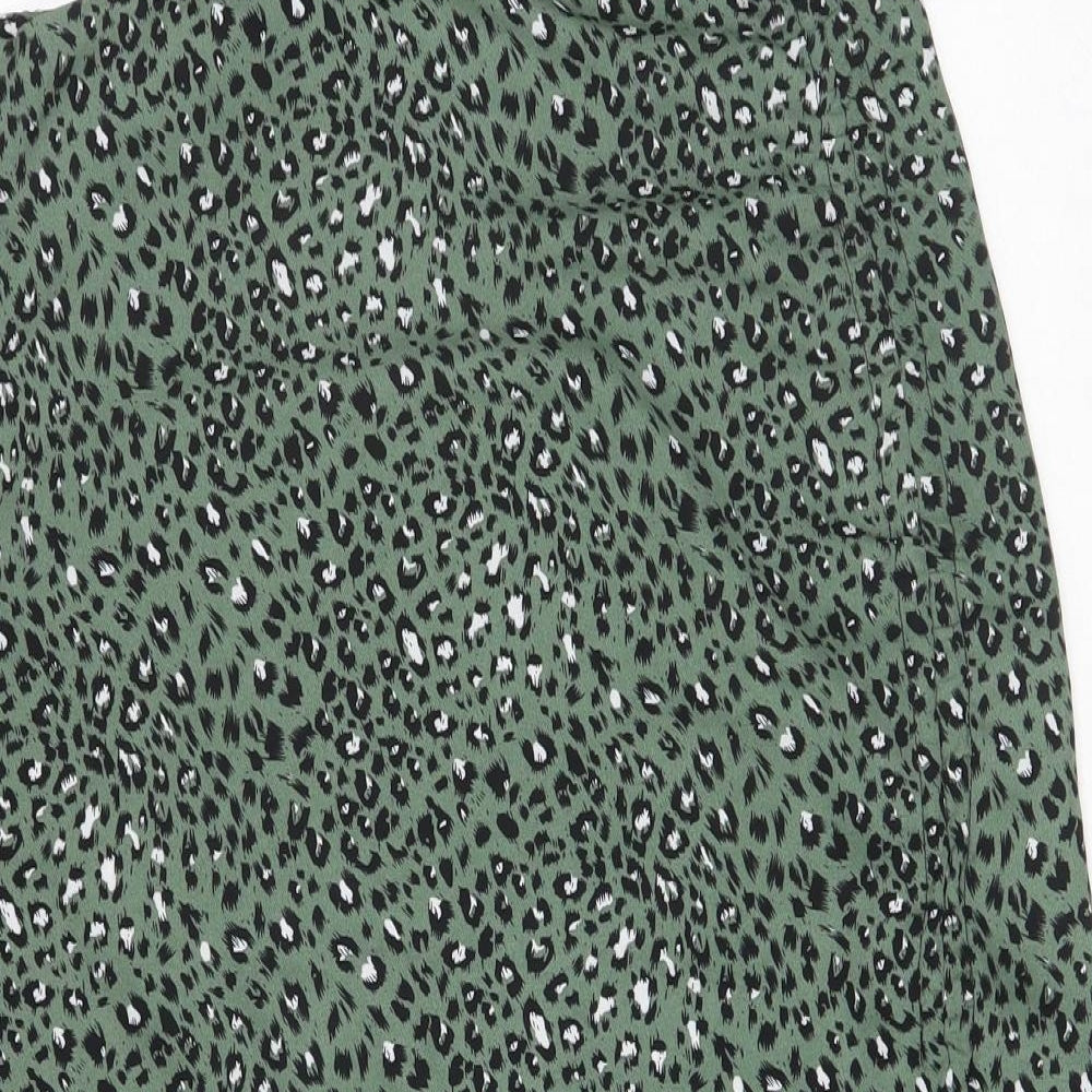 SheIn Womens Green Animal Print Polyester A-Line Skirt Size L Zip - Leopard Print