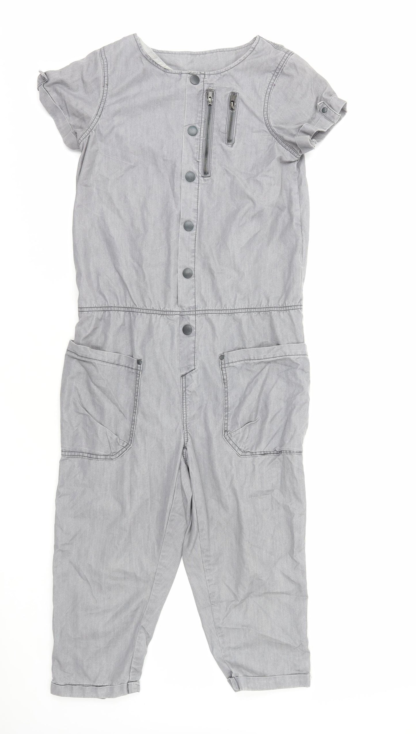 VERO MODA Womens Grey Cotton Jumpsuit One-Piece Size S Snap