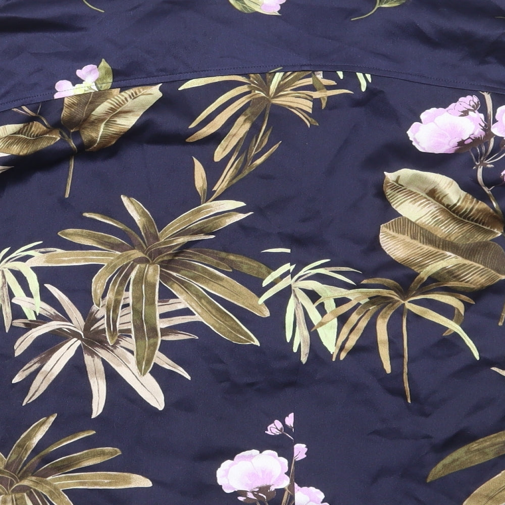Vince Womens Blue Floral Polyester Basic Button-Up Size 8 Collared