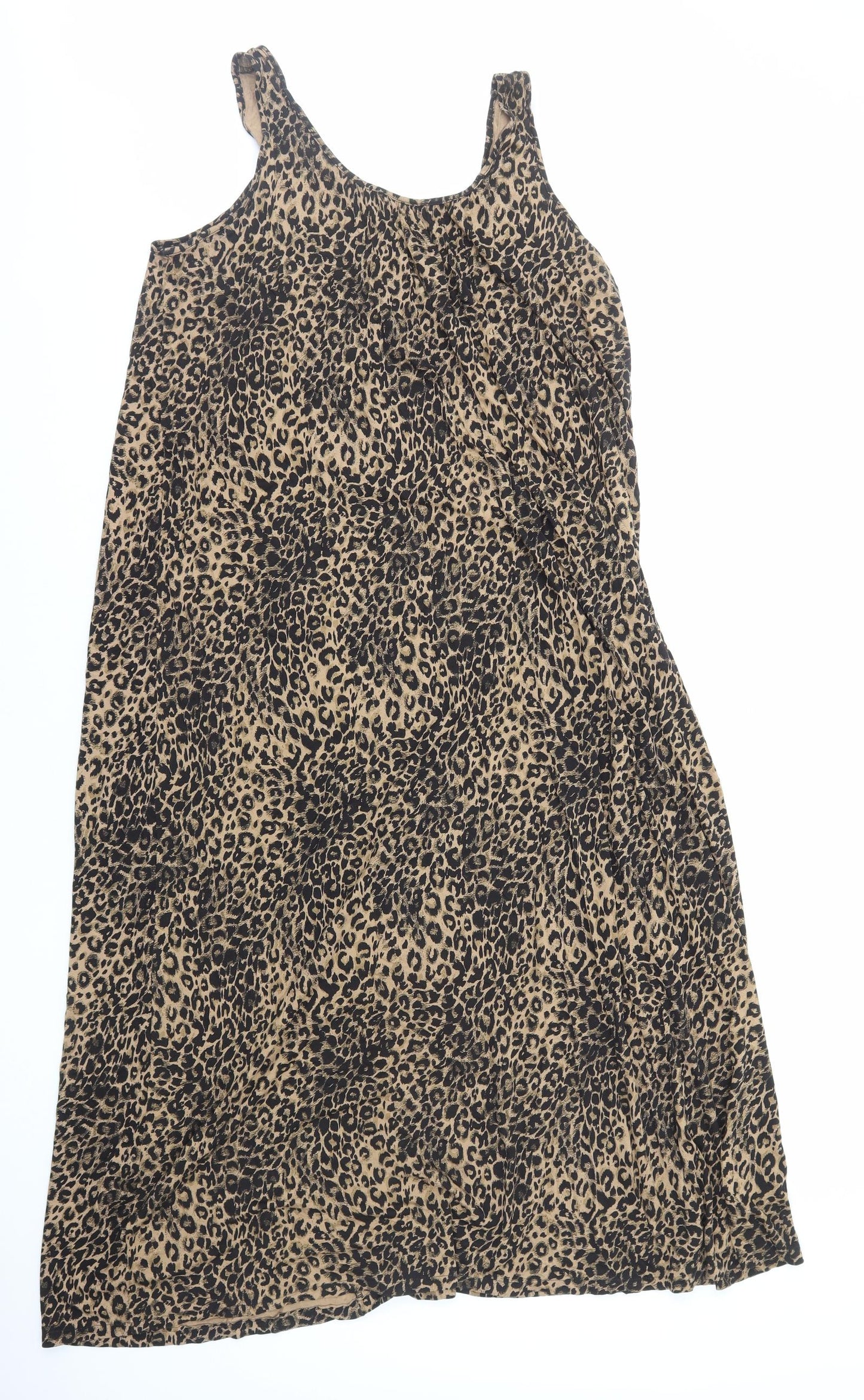 NEXT Womens Brown Animal Print Viscose A-Line Size 18 Round Neck Pullover - Leopard Print