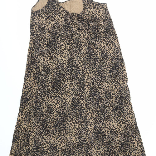NEXT Womens Brown Animal Print Viscose A-Line Size 18 Round Neck Pullover - Leopard Print
