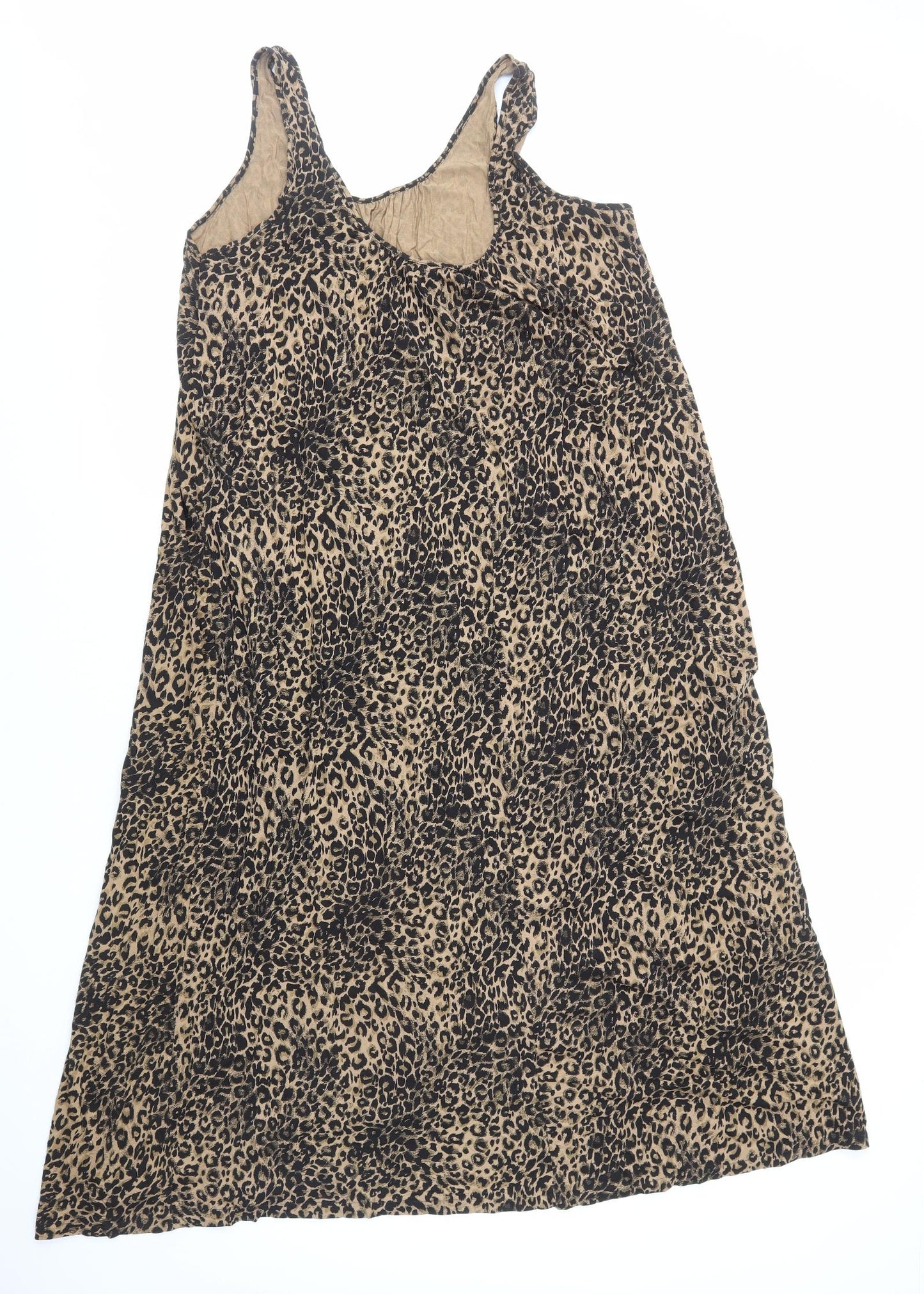 NEXT Womens Brown Animal Print Viscose A-Line Size 18 Round Neck Pullover - Leopard Print