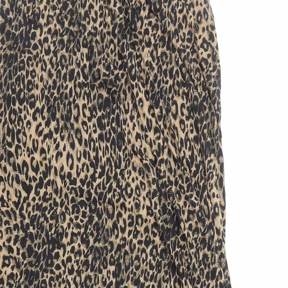 NEXT Womens Brown Animal Print Viscose A-Line Size 18 Round Neck Pullover - Leopard Print