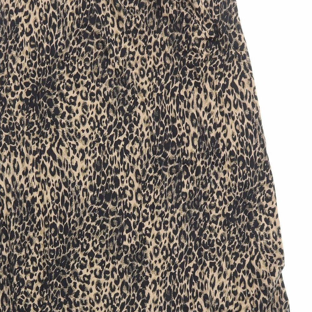 NEXT Womens Brown Animal Print Viscose A-Line Size 18 Round Neck Pullover - Leopard Print
