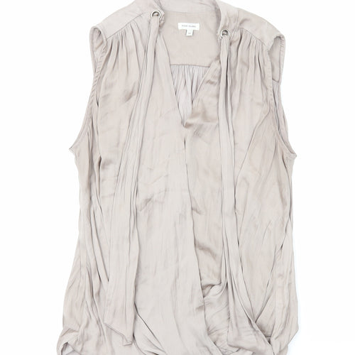 River Island Womens Brown Polyester Basic Blouse Size 14 V-Neck