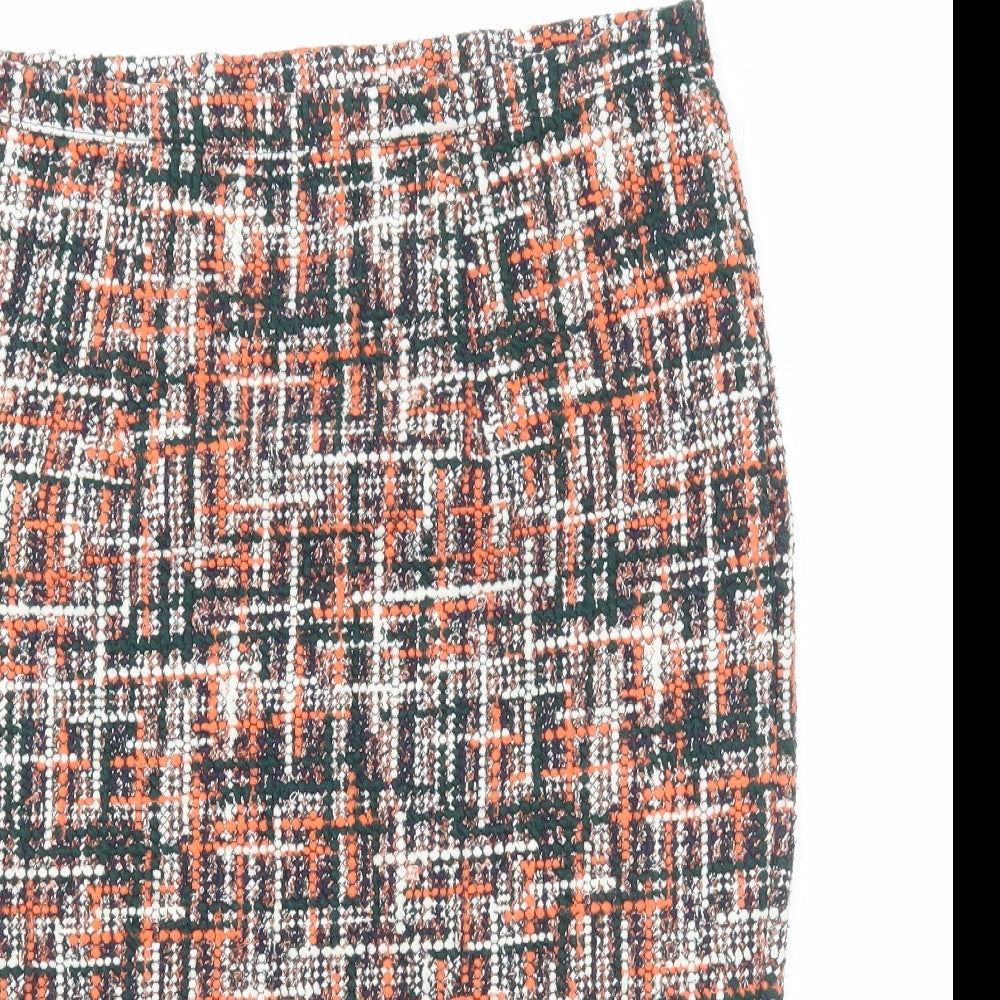 TU Womens Orange Geometric Polyester Straight & Pencil Skirt Size 10