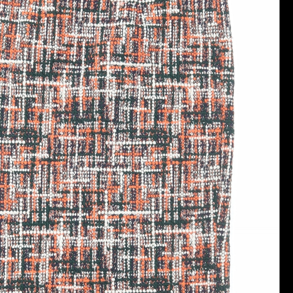 TU Womens Orange Geometric Polyester Straight & Pencil Skirt Size 10