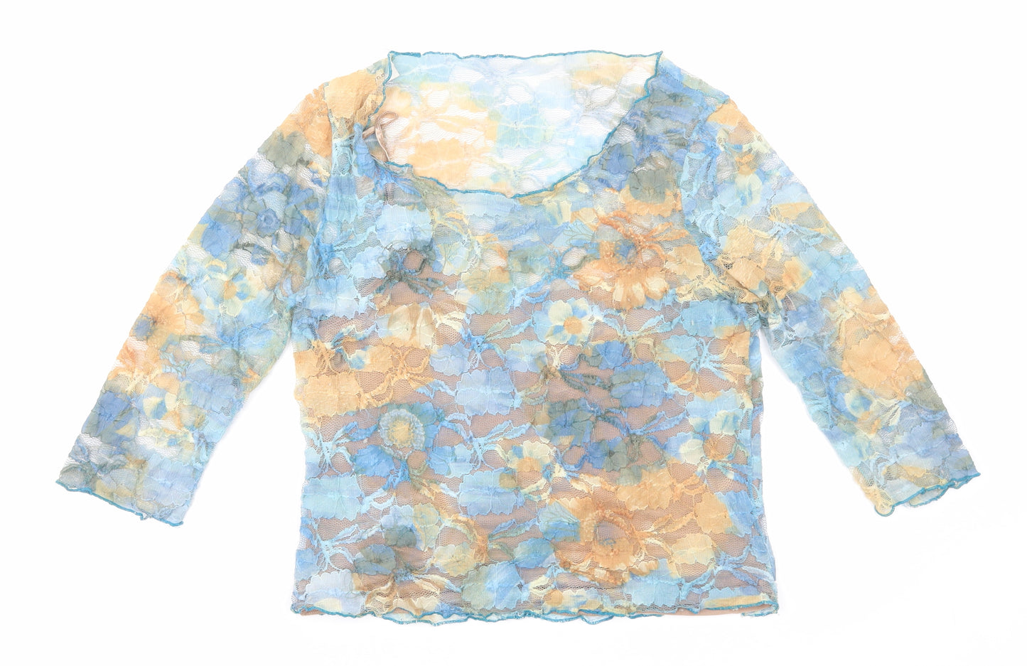 Feel Good Womens Multicoloured Floral Polyamide Basic Blouse Size M Scoop Neck