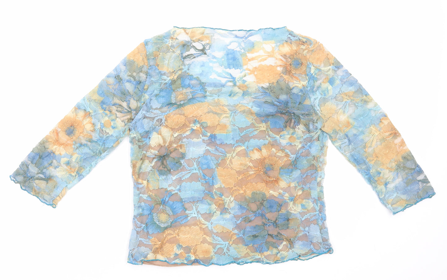 Feel Good Womens Multicoloured Floral Polyamide Basic Blouse Size M Scoop Neck