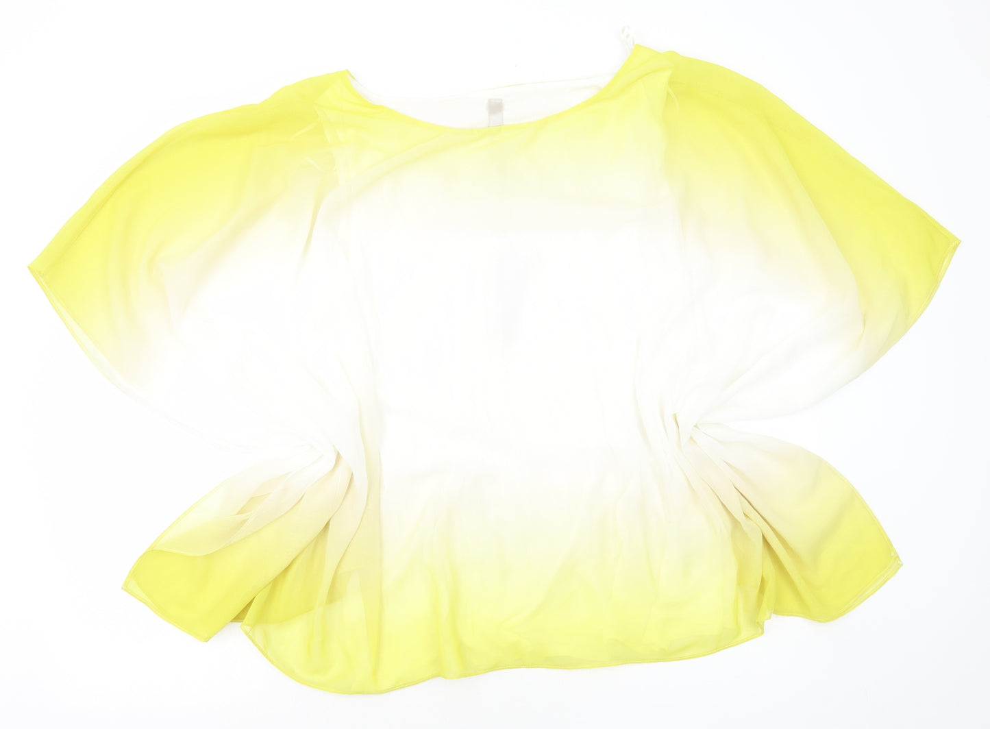 Evans Womens Yellow Polyester Basic Blouse Size 24 Round Neck - Batwing Overlay