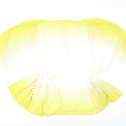 Evans Womens Yellow Polyester Basic Blouse Size 24 Round Neck - Batwing Overlay