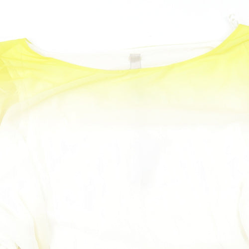 Evans Womens Yellow Polyester Basic Blouse Size 24 Round Neck - Batwing Overlay