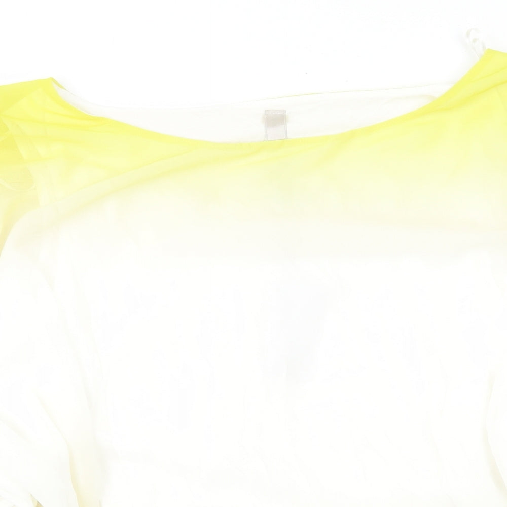 Evans Womens Yellow Polyester Basic Blouse Size 24 Round Neck - Batwing Overlay