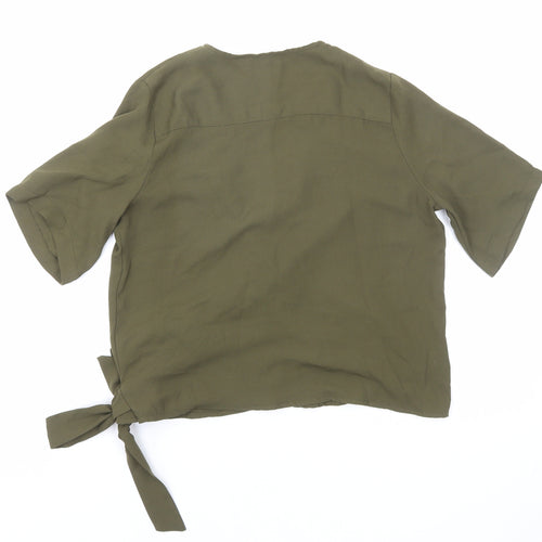 Etcetera Womens Green Polyester Wrap Blouse Size 4 V-Neck