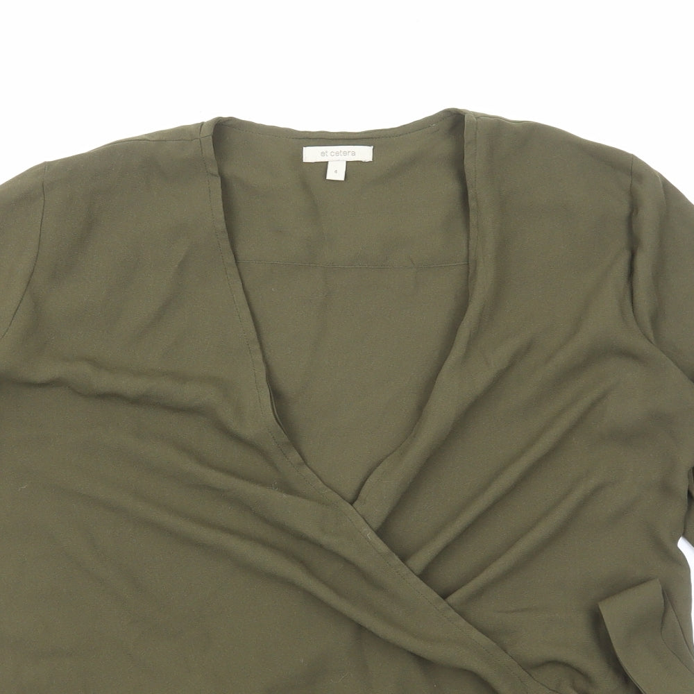 Etcetera Womens Green Polyester Wrap Blouse Size 4 V-Neck