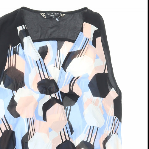 Principles Womens Multicoloured Geometric Polyester Basic Tank Size 14 V-Neck