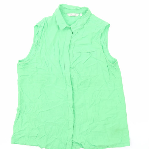 Peacocks Womens Green Viscose Basic Button-Up Size 14 Collared