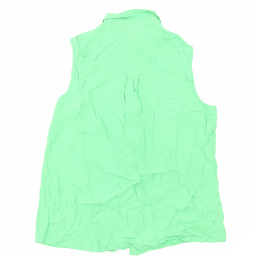 Peacocks Womens Green Viscose Basic Button-Up Size 14 Collared