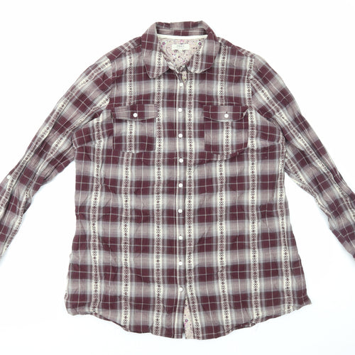 Papaya Womens Multicoloured Plaid Cotton Basic Button-Up Size 20 Collared