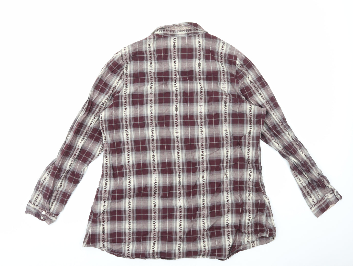 Papaya Womens Multicoloured Plaid Cotton Basic Button-Up Size 20 Collared