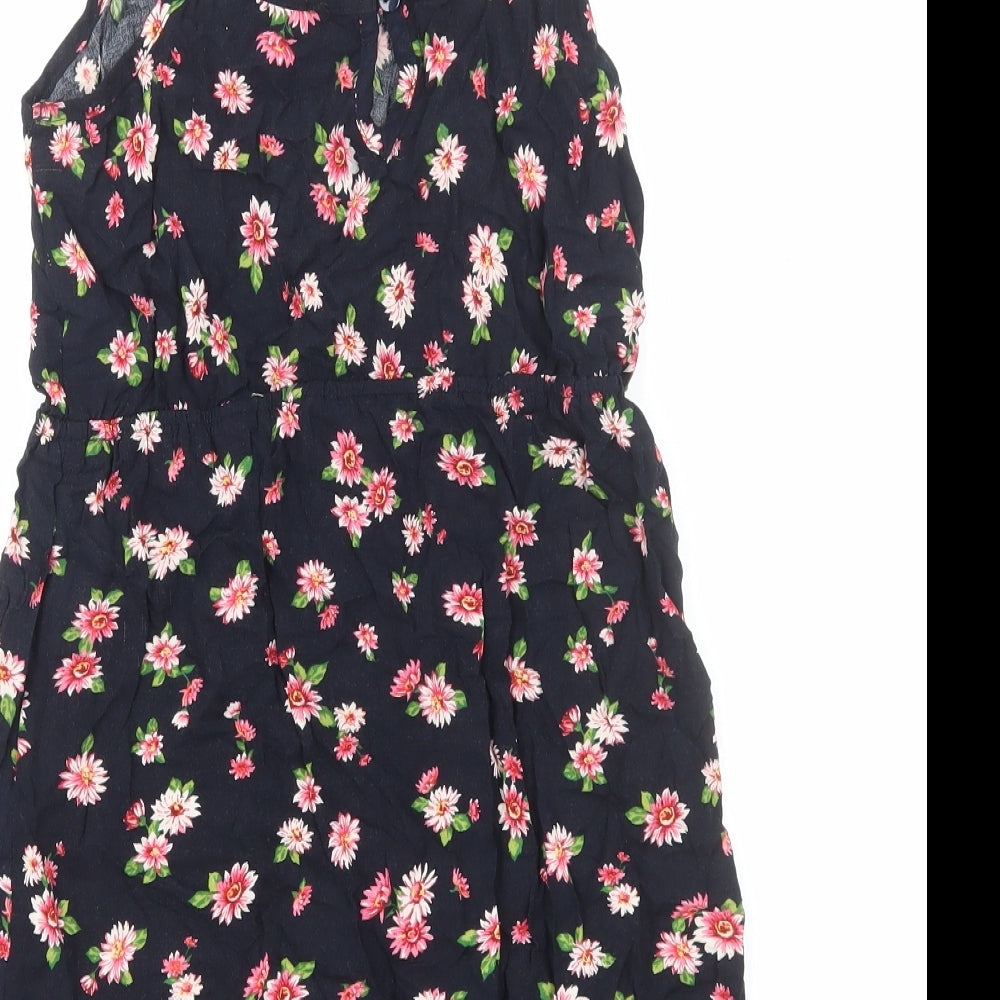 FOREVER 21 Womens Multicoloured Floral Viscose Tank Dress Size M Scoop Neck Pullover