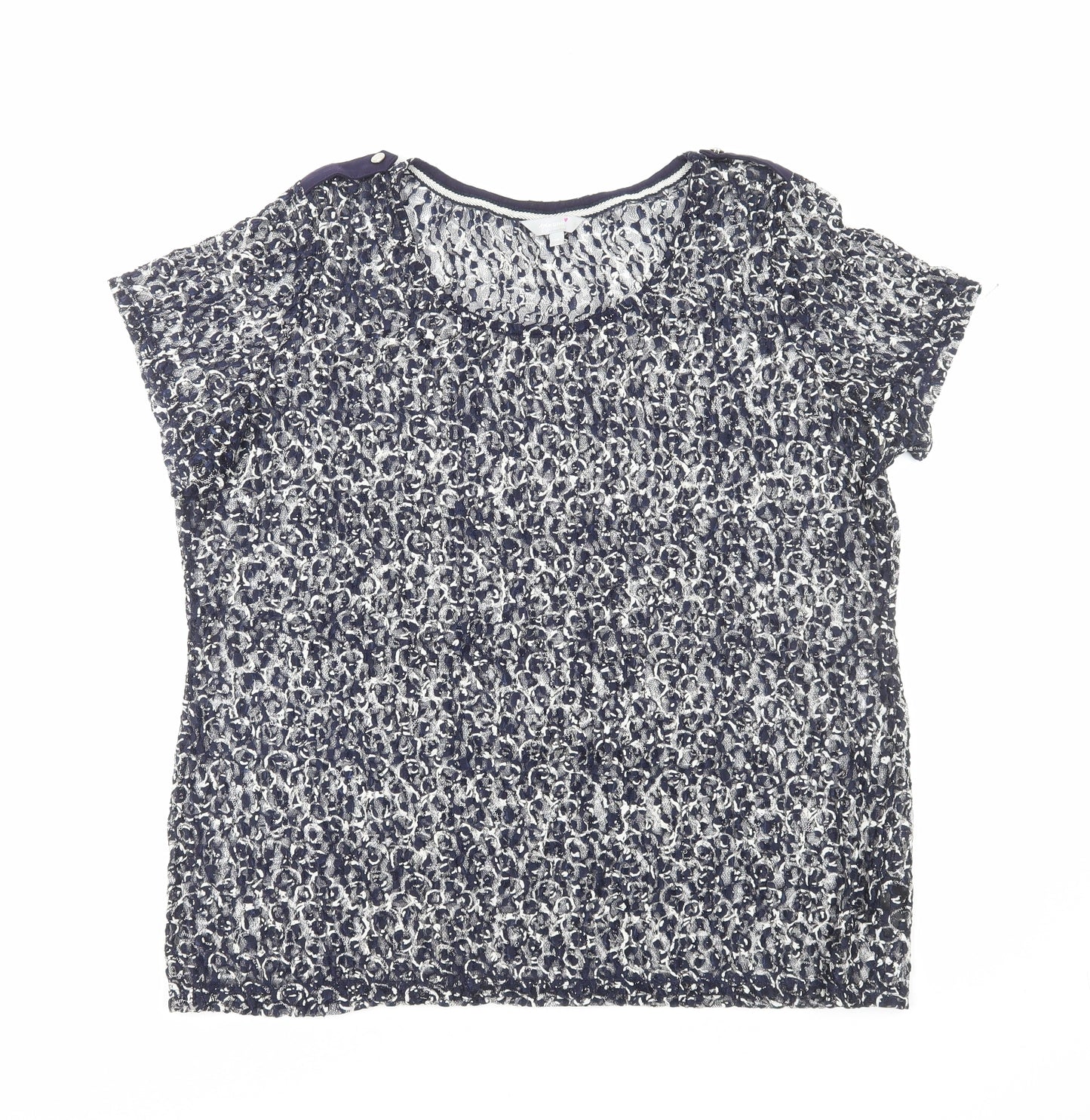 Per Una Womens Blue Polyester Basic T-Shirt Size 18 Round Neck