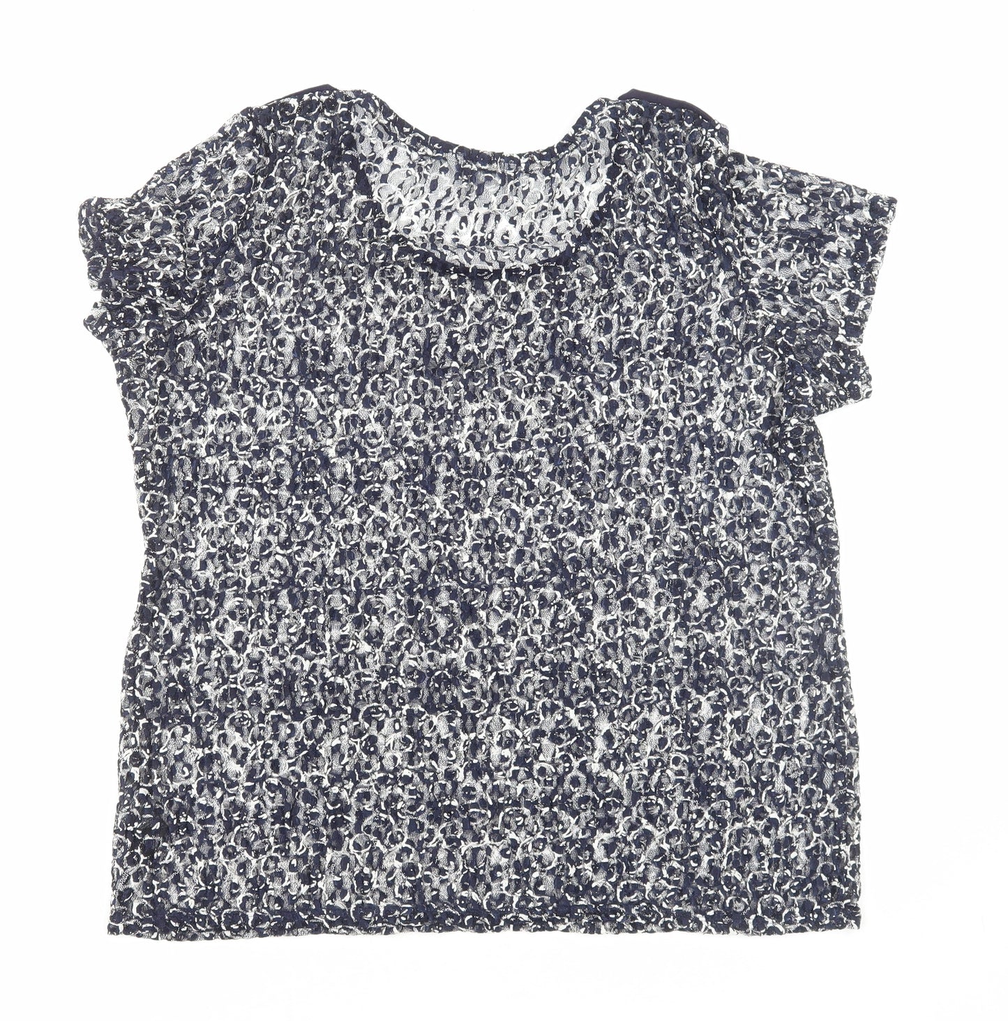 Per Una Womens Blue Polyester Basic T-Shirt Size 18 Round Neck