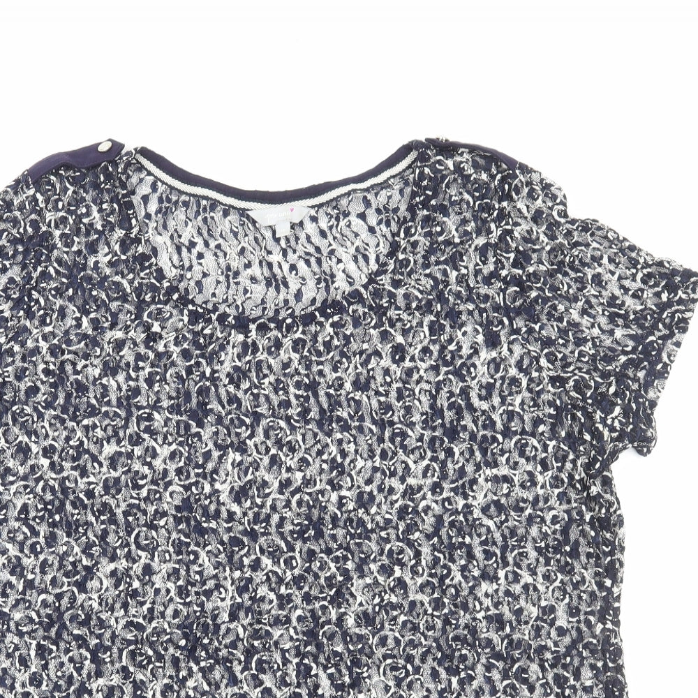Per Una Womens Blue Polyester Basic T-Shirt Size 18 Round Neck