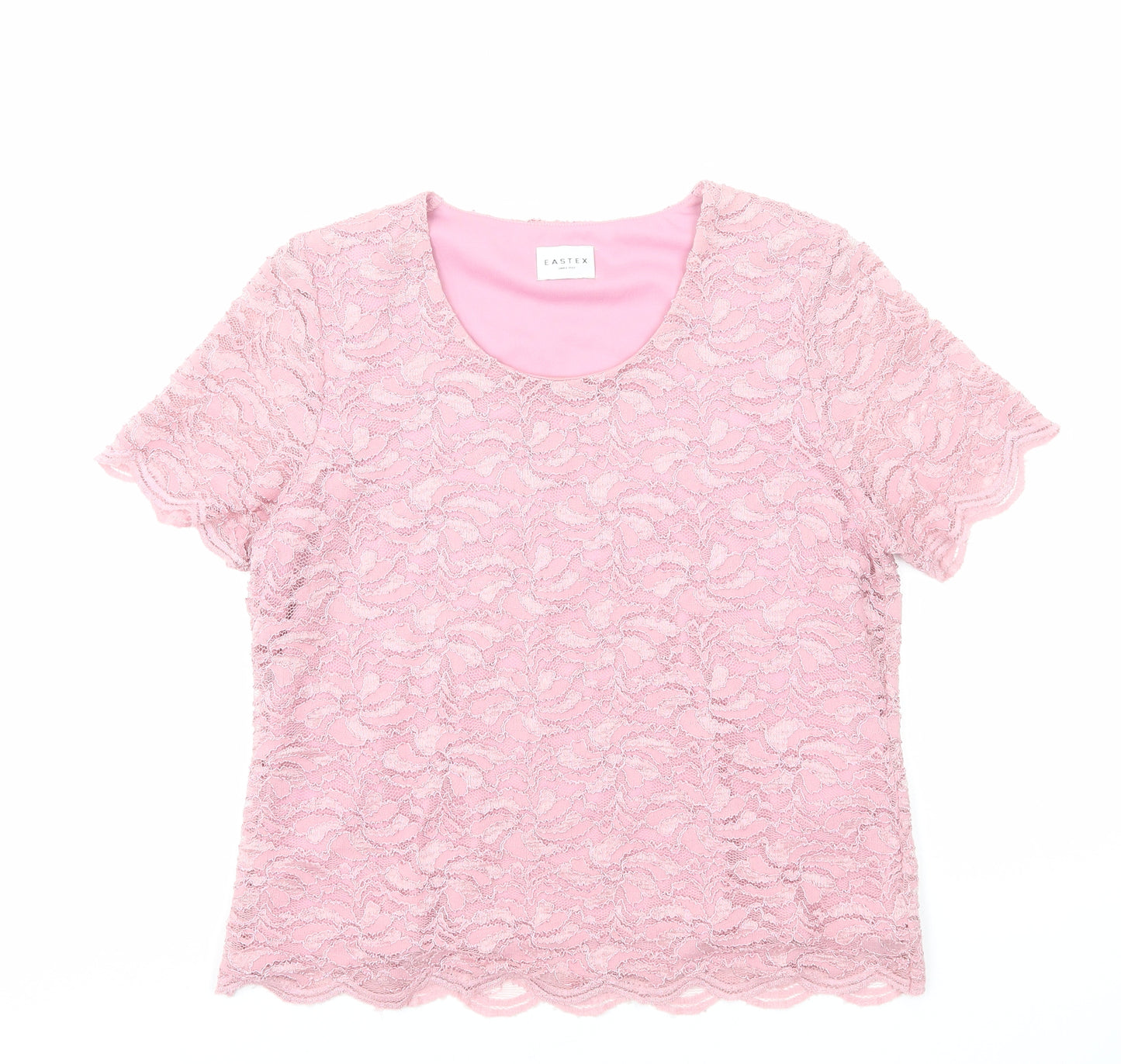 Eastex Womens Pink Floral Polyester Basic T-Shirt Size 10 Round Neck