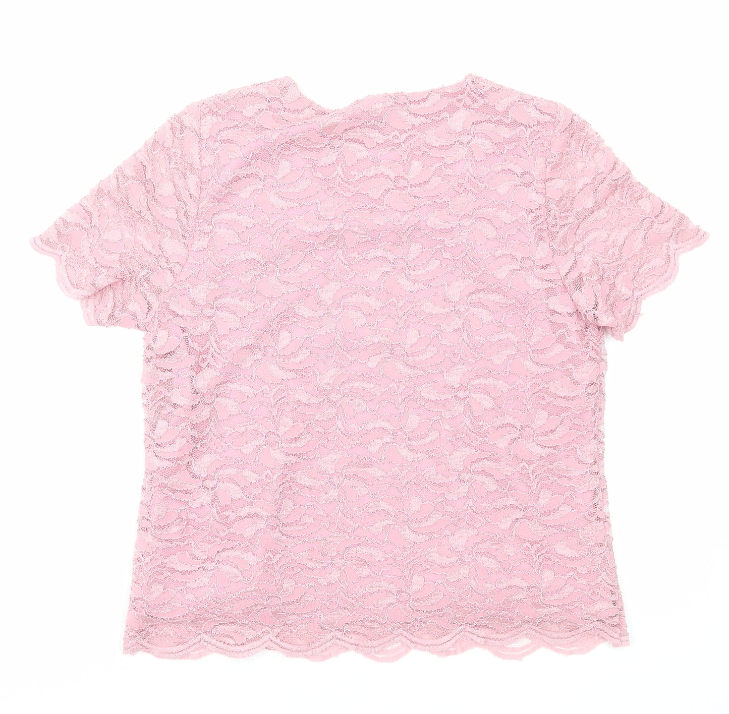 Eastex Womens Pink Floral Polyester Basic T-Shirt Size 10 Round Neck