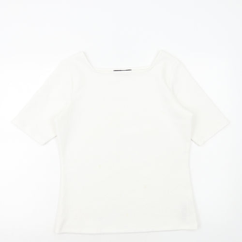 Marks and Spencer Womens White Polyester Basic Blouse Size 12 Square Neck